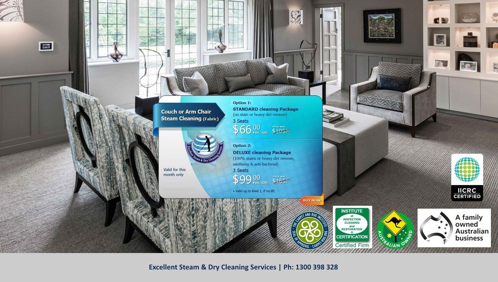 Sofa, Couch and Upholstery Steam/Dry Cleaning Services