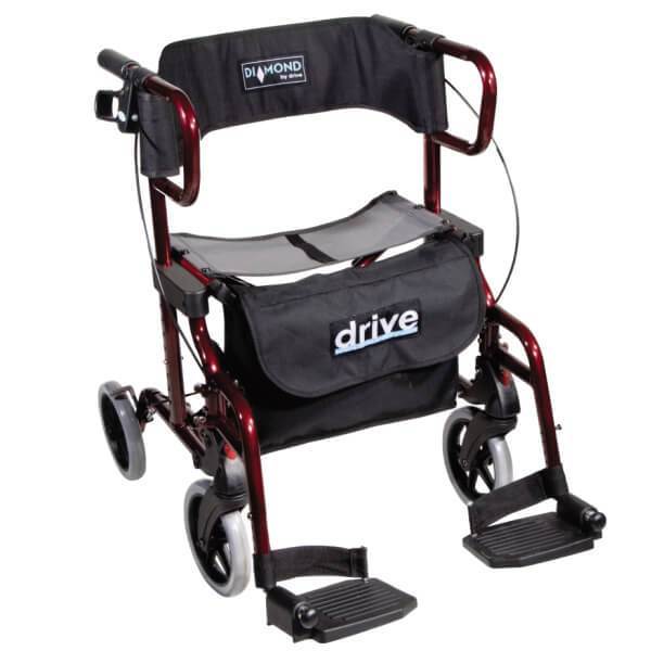 DRIVE Diamond Deluxe 2-in-1 Rollator and Transit Chair